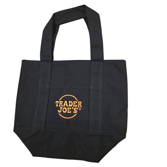 Trader Joe's Halloween Canvas Mini Tote Bag Black Limited Edition New - Picture 2 of 2